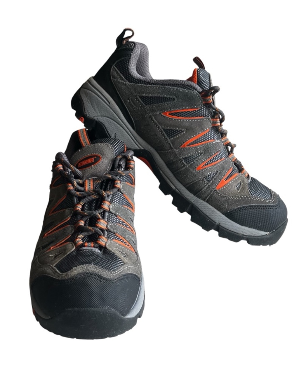 Khombu Hiking Trail Shoes Mens Size 9M Gray Orange Lace-Up Outdoor Sneakers Run